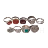 Eight silver finger rings and a seal, Islamic, 17th&ndash;18th centuries