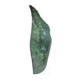 A Greek greave in bronze, anatomically formed, 5th century B.C.