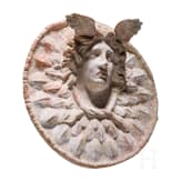 A painted terracotta tondo, Gorgoneion, Magna Graecia, Canosa, 3rd century B.C.