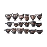 18 miniature vessels made of black glazed pottery, southern Italy, 4th &ndash; 3rd century B.C.