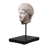 Marmorkopf eines Epheben, r&ouml;mische Kopie des 2. Jhdt. nach einem griechischen Vorbild