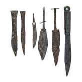 Six knives, mostly late Roman, 4th &ndash; 5th century.