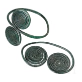 A spiral bracelet and double spiral made of bronze, Middle Bronze Age, 14th century B.C.
