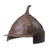 Mittelalterlicher Eisenhelm mit goldplattierten Beschl&auml;gen, Waldsteppen Osteuropas, 10. -11. Jhdt.