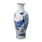 Gro&szlig;e, blau-wei&szlig;e Vase, China, 19. Jhdt.