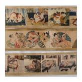 Drei Shunga-Rollen und erotischer Keramikk&uuml;rbis, China, Anfang 20. Jhdt.