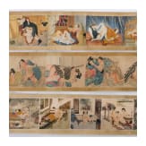 Drei Shunga-Rollen und erotischer Keramikk&uuml;rbis, China, Anfang 20. Jhdt.