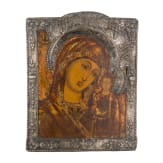 Ikone mit der Gottesmutter von Kasan &bdquo;Kasanskaja" mit Basma, Russland, 19. Jhdt.
