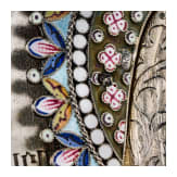 Ikone mit der Gottesmutter von Kasan mit Silberoklad mit feinen Cloisonn&eacute;-Email-Nimben, Russland, Ende 19. Jhdt. (Ikone), Moskau, S. Galkin, 1896-1908 (Oklad)