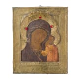 Ikone mit der Gottesmutter von Kasan mit Basma, Russland, 19. Jhdt.