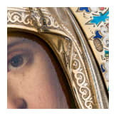 Ikone mit der Gottesmutter Wladimirskaja, mit Vermeil-Champlev&eacute;-Email-Oklad im Kiot, Russland, Ende 19. Jhdt. (Ikone), Moskau, Dmitrij Alexandrow, 1889 (Oklad)