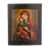 Ikone mit der Gottesmutter von Wladimir &bdquo;Wladimirskaja", Russland, sp&auml;tes 19. Jhdt.