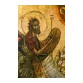 A Greek icon showing Saint John -Angel in the desert, Islands, circa 1700 (overpaintings)