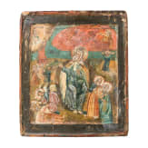 An icon showing the Prophet Elijah, his life in the desert and his fiery ascent, Russia, 18th century