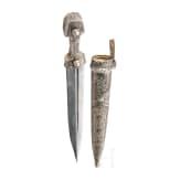 A silver mounted Caucasian kindjal set with turquoises , ca. 1900