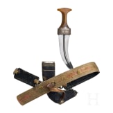 A silver-mounted djambya with rhinoceros horn hilt, Arab Peninsula, circa 1900