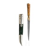 A Turkmenic kard with niello-decorated scabbard, 19th/20th century
