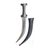 A Persian all-metal khanjar with blade and hilt in wootz-Damascus, circa 1800