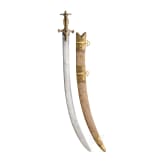 An Indian gold damascened tulwar with fine scabbard, circa 1800