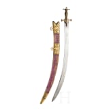 An Indian gold damascened tulwar with fine scabbard, circa 1800