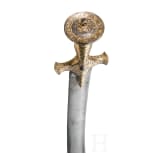 An Indian gold damascened tulwar with fine scabbard, circa 1800