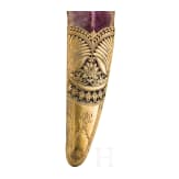 An Indian gold damascened tulwar with fine scabbard, circa 1800