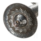 An Indian Tulwar with silver damscened hit and damascus blade, ca. 1800