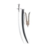 An Indian Tulwar and a forked lance head, 19th century