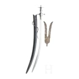 An Indian Tulwar and a forked lance head, 19th century