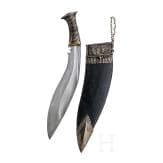A Nepalese silver mounted Kukri, 19th century