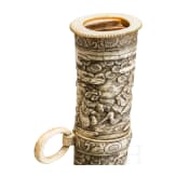 A carved ivory-mounted Wakizashi, late Edo period
