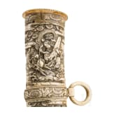 A carved ivory-mounted Wakizashi, late Edo period