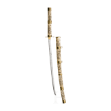 A Japanese wakizashi in carved bone mounts, Meiji-Period