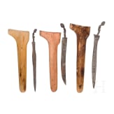 A small collection of Kris blades and parts, Sumatra et al., Indonesia, probably 1st half of the 20th century