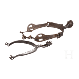 Two German iron rowel spurs, 17th century