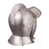 A South German or Swiss burgonet retaining the original leather lining, circa 1600