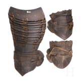 A right cuisse and two knee buckles for Flemish cuirassier's armour, ca. 1620