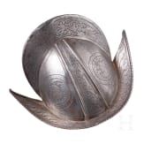 A Victorian miniature burgonet with etched decoration in 1580s style