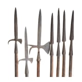 Seven German peasant polearms, German, 18th century.