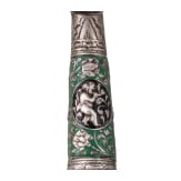 A Saxon set of silver travel cutlery with enamelled handles, dated 1683