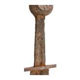 A German knightly sword with disc pommel and inlaid blade inscription, mid-14th century