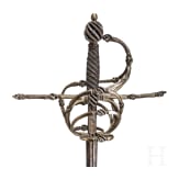 A fine German rapier with gold and silver damascened guard, circa 1600