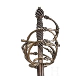 A fine German rapier with gold and silver damascened guard, circa 1600