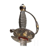 A fine French small-sword with gold and silver damascened hilt, circa 1730
