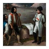 Napoleon mit Gener&auml;len im Feldlager, wohl am Abend vor der Schlacht von Somosierra im November 1808