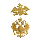 Zwei vergoldete Doppeladler-Auflagen Ausf&uuml;hrung f&uuml;r russische Offiziere