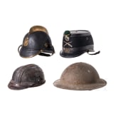 Four headgear items, 20th century