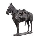 A bronze figure of a military horse, circa 1900