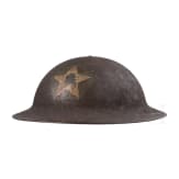 A steel helmet M 17 "Brodie" of a veteran from the 2nd Infantry Division "Indianhead"