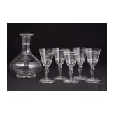 Prince and Princess Alfons of Bavaria - six sherry glasses and a sherry decanter